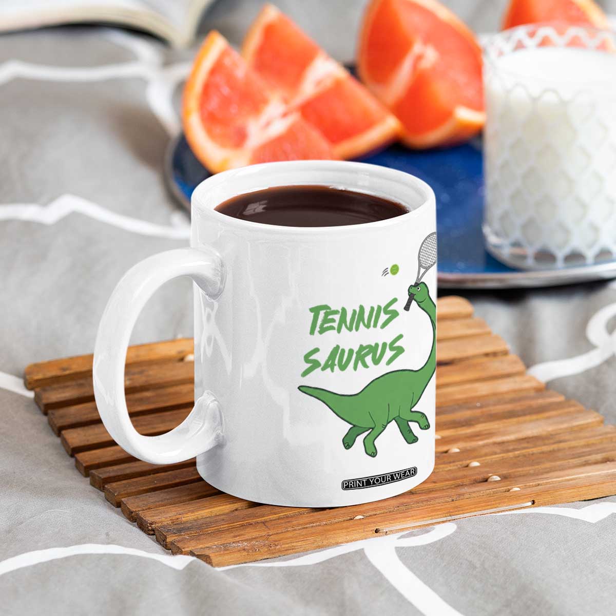 Funny Tennis Dinosaur Tennis Lover Coffee Mug Gift For Tennis Fans TS12 Print Your Wear
