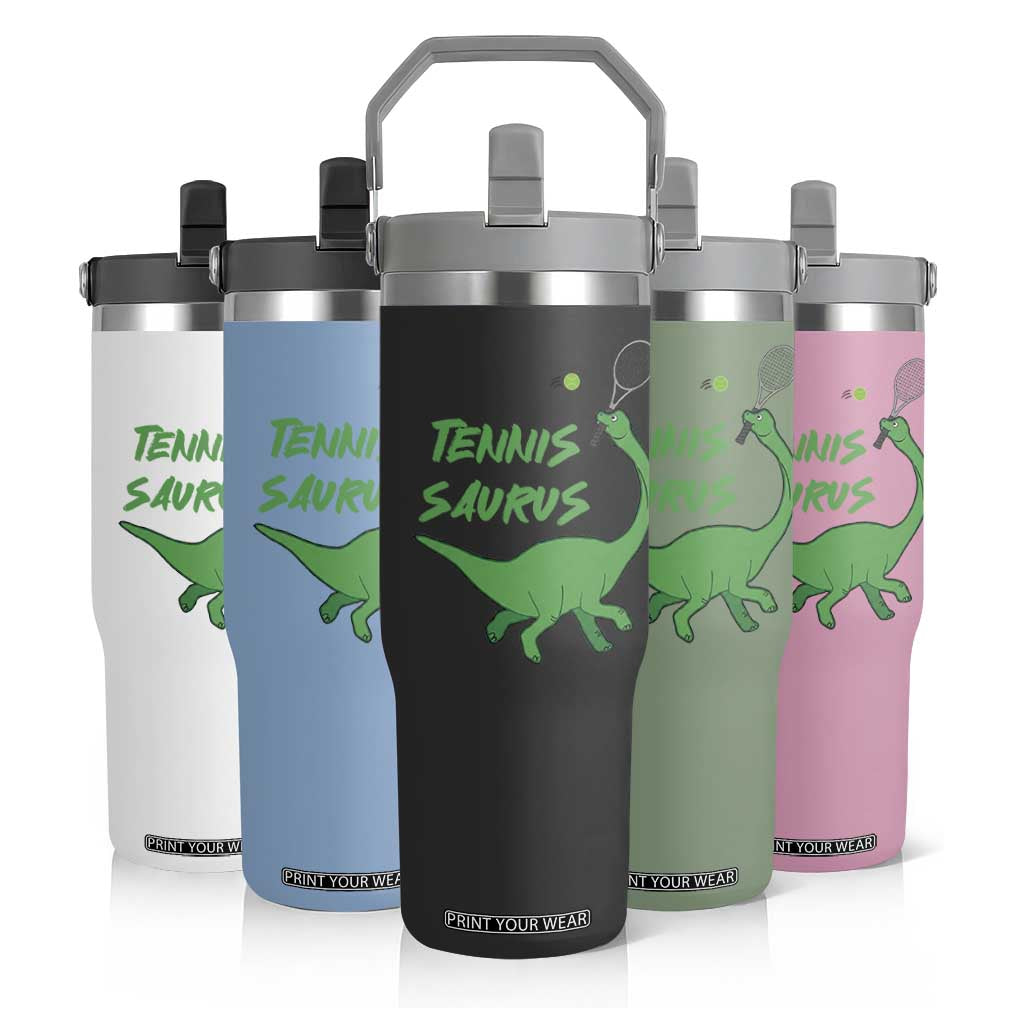 Funny Tennis Dinosaur Tennis Lover Flip Straw Tumbler Gift For Tennis Fans TS12 Print Your Wear