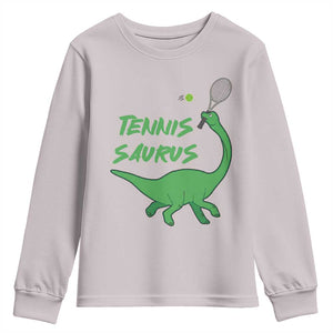 Funny Tennis Dinosaur Tennis Lover Youth Sweatshirt Gift For Tennis Fans TS12 Ice Gray Print Your Wear