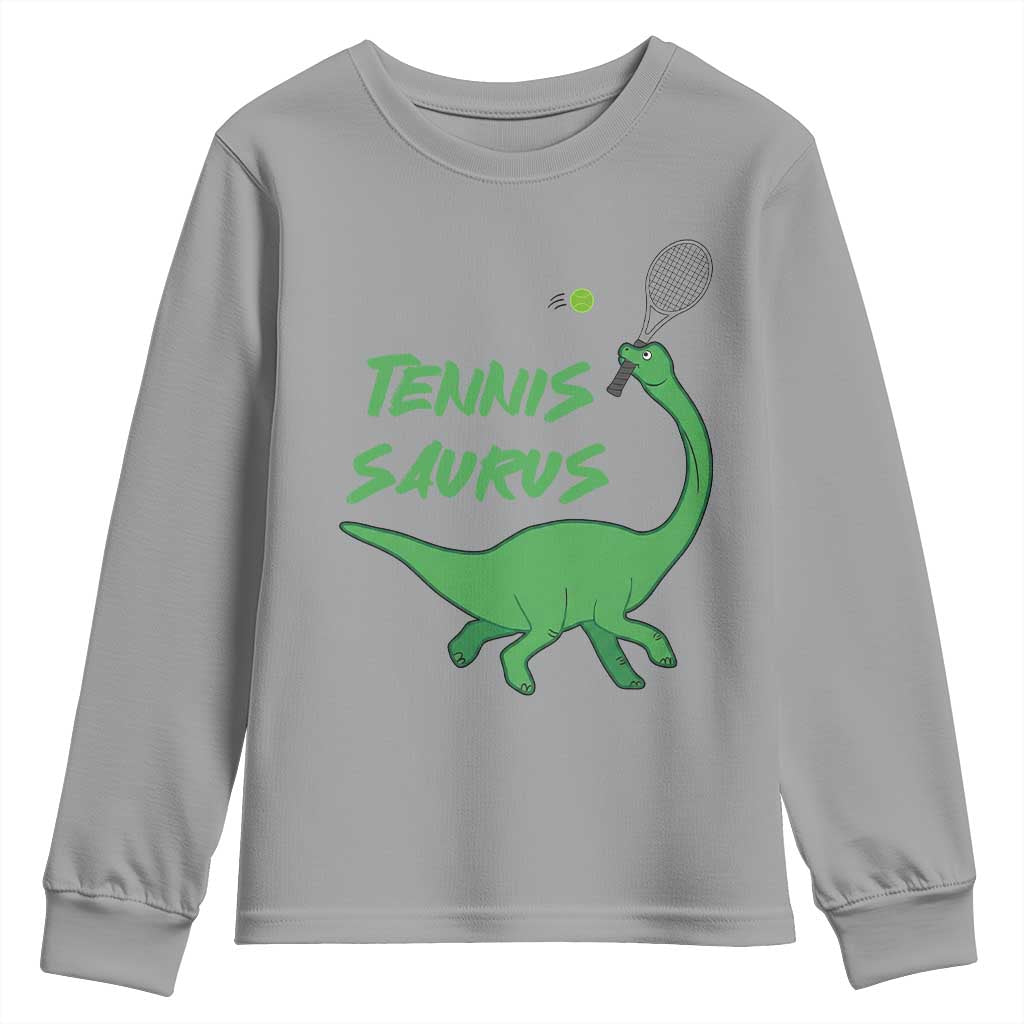 Funny Tennis Dinosaur Tennis Lover Youth Sweatshirt Gift For Tennis Fans TS12 Sport Gray Print Your Wear