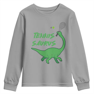 Funny Tennis Dinosaur Tennis Lover Youth Sweatshirt Gift For Tennis Fans TS12 Sport Gray Print Your Wear