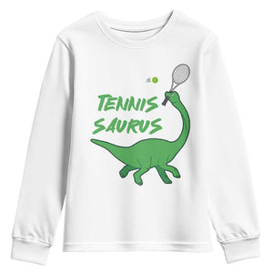 Funny Tennis Dinosaur Tennis Lover Youth Sweatshirt Gift For Tennis Fans TS12 White Print Your Wear