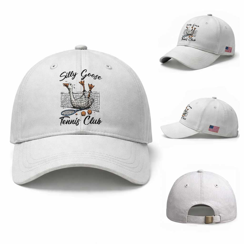 Funny Silly Goose Tennis Club Baseball Cap Tennis Lover Gift TS12 Baseball Cap Universal Fit White Print Your Wear