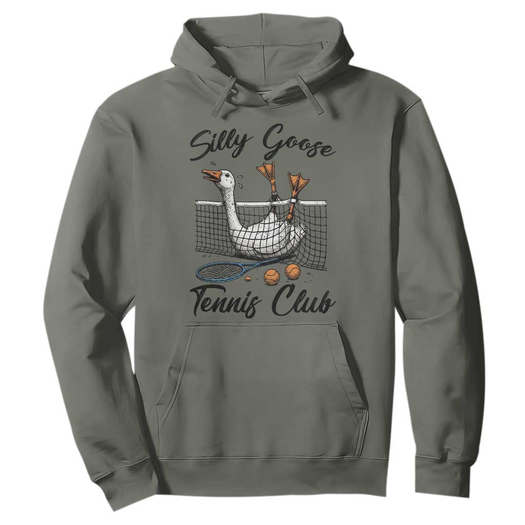 Funny Silly Goose Tennis Club Hoodie Tennis Lover Gift TS12 Military Green Print Your Wear