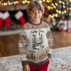 Funny Silly Goose Tennis Club Ugly Christmas Sweater Tennis Lover Gift TS12 Mocha Mousse Print Your Wear