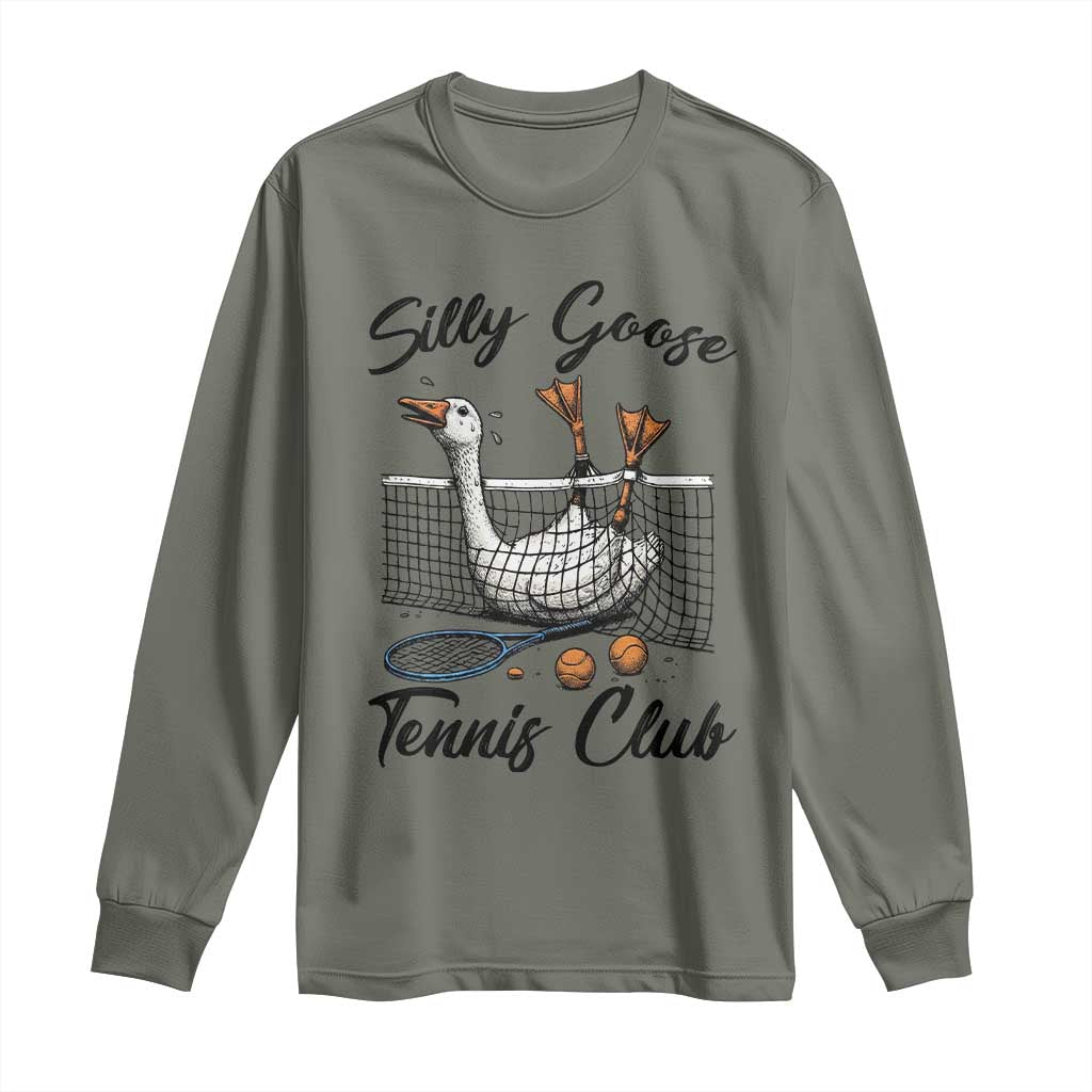 Funny Silly Goose Tennis Club Long Sleeve Shirt Tennis Lover Gift TS12 Military Green Print Your Wear