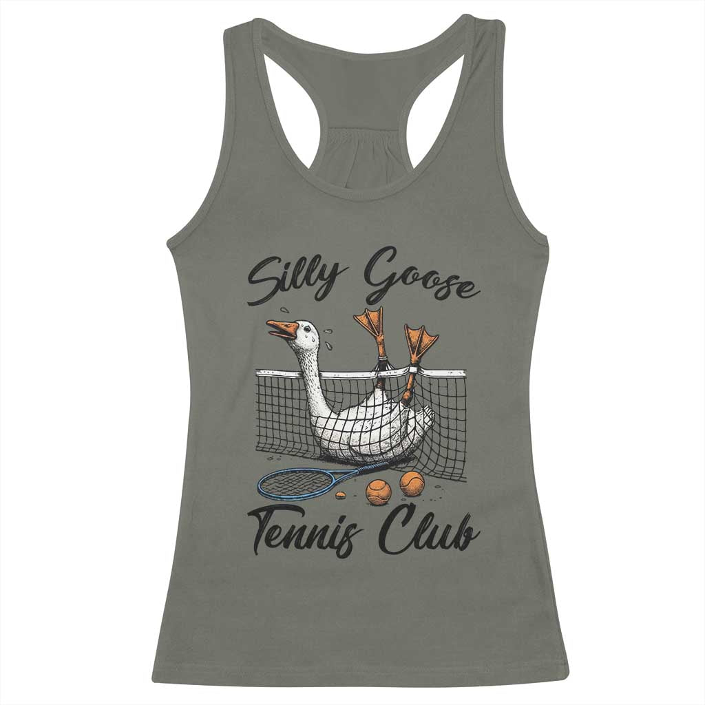 Funny Silly Goose Tennis Club Racerback Tank Top Tennis Lover Gift TS12 Military Green Print Your Wear