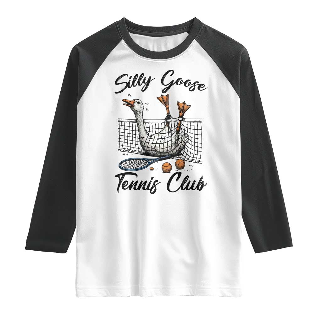 Funny Silly Goose Tennis Club Raglan Shirt Tennis Lover Gift TS12 White Black Print Your Wear