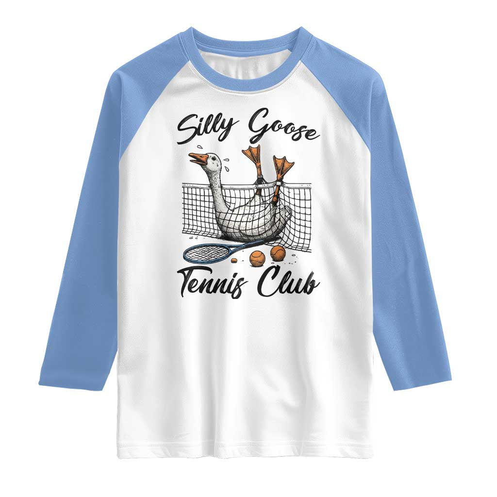 Funny Silly Goose Tennis Club Raglan Shirt Tennis Lover Gift TS12 White Carolina Blue Print Your Wear