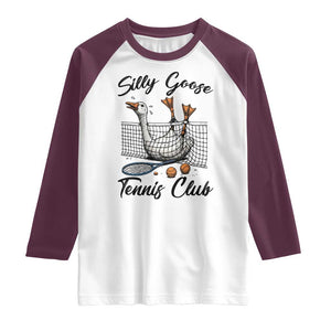 Funny Silly Goose Tennis Club Raglan Shirt Tennis Lover Gift TS12 White Maroon Print Your Wear