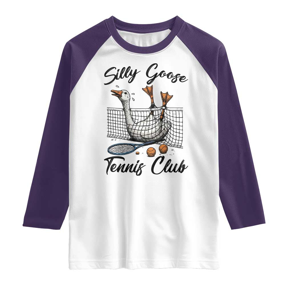 Funny Silly Goose Tennis Club Raglan Shirt Tennis Lover Gift TS12 White Purple Print Your Wear