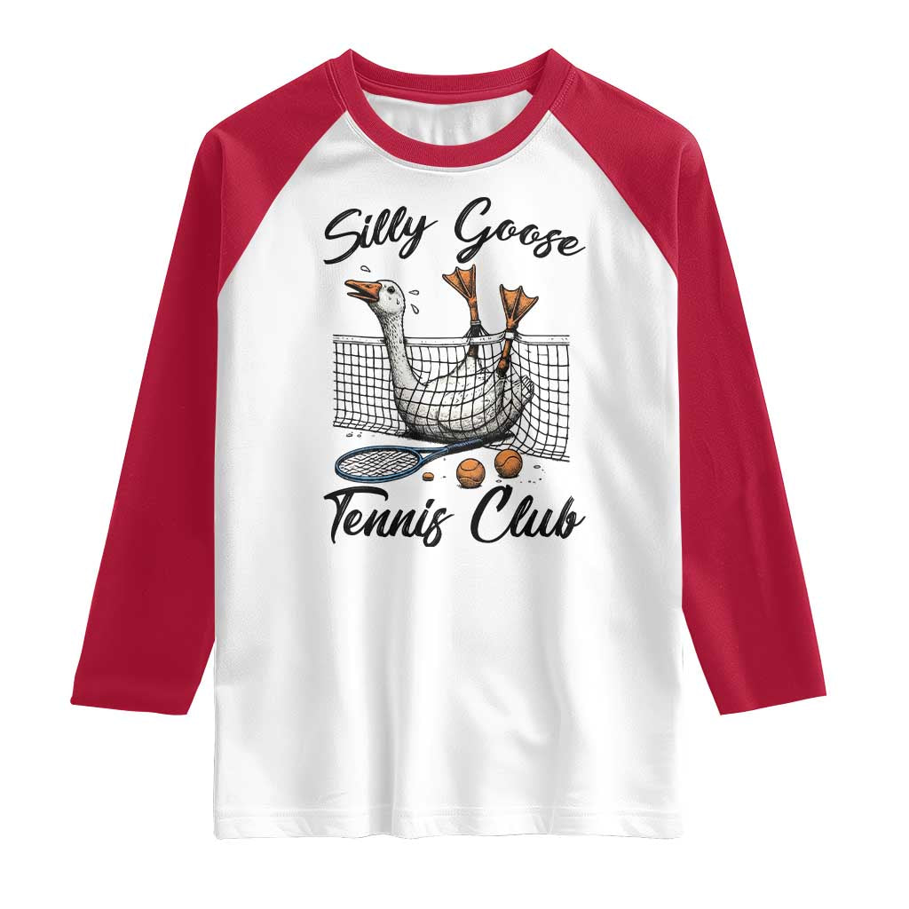 Funny Silly Goose Tennis Club Raglan Shirt Tennis Lover Gift TS12 White Red Print Your Wear