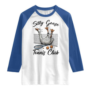 Funny Silly Goose Tennis Club Raglan Shirt Tennis Lover Gift TS12 White Royal Print Your Wear