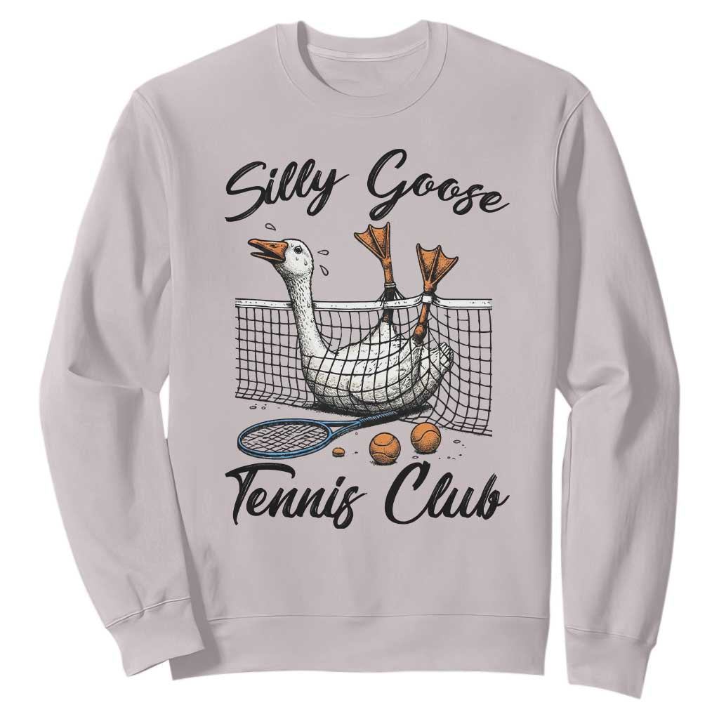 Funny Silly Goose Tennis Club Sweatshirt Tennis Lover Gift TS12 Ice Gray Print Your Wear