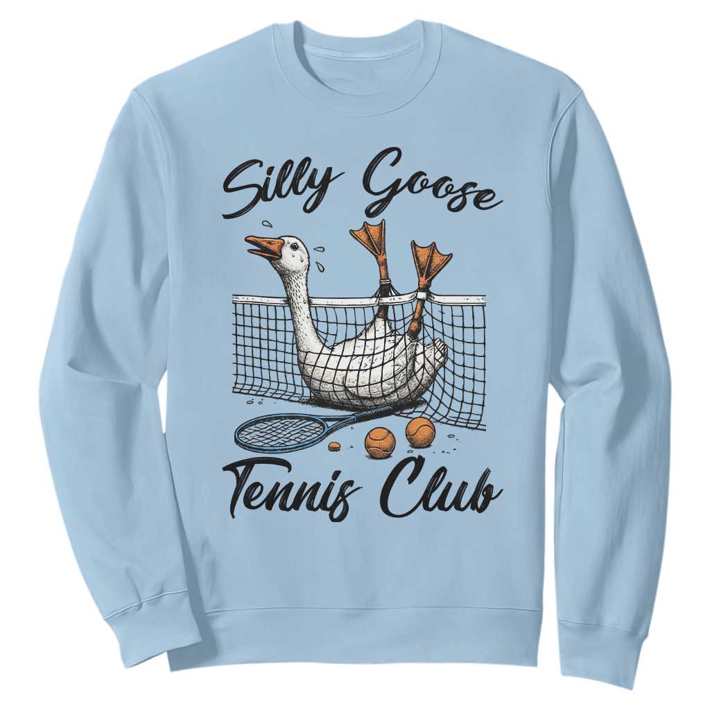 Funny Silly Goose Tennis Club Sweatshirt Tennis Lover Gift TS12 Light Blue Print Your Wear