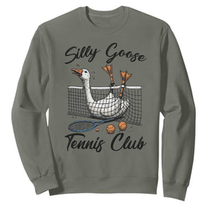 Funny Silly Goose Tennis Club Sweatshirt Tennis Lover Gift TS12 Military Green Print Your Wear