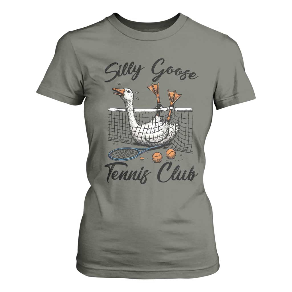 Funny Silly Goose Tennis Club T Shirt For Women Tennis Lover Gift TS12 Military Green Print Your Wear