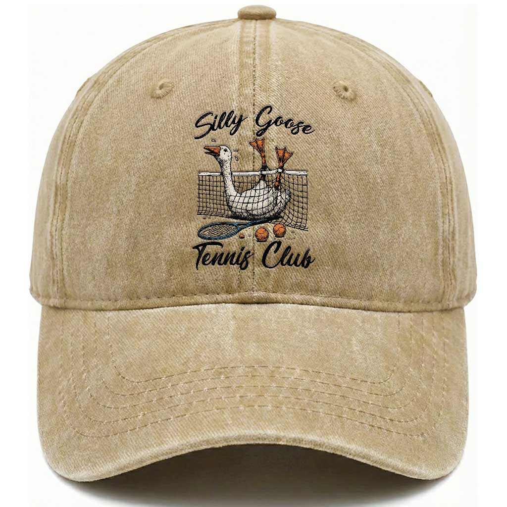 Funny Silly Goose Tennis Club Washed Cotton Baseball Cap Tennis Lover Gift TS12 Print Your Wear