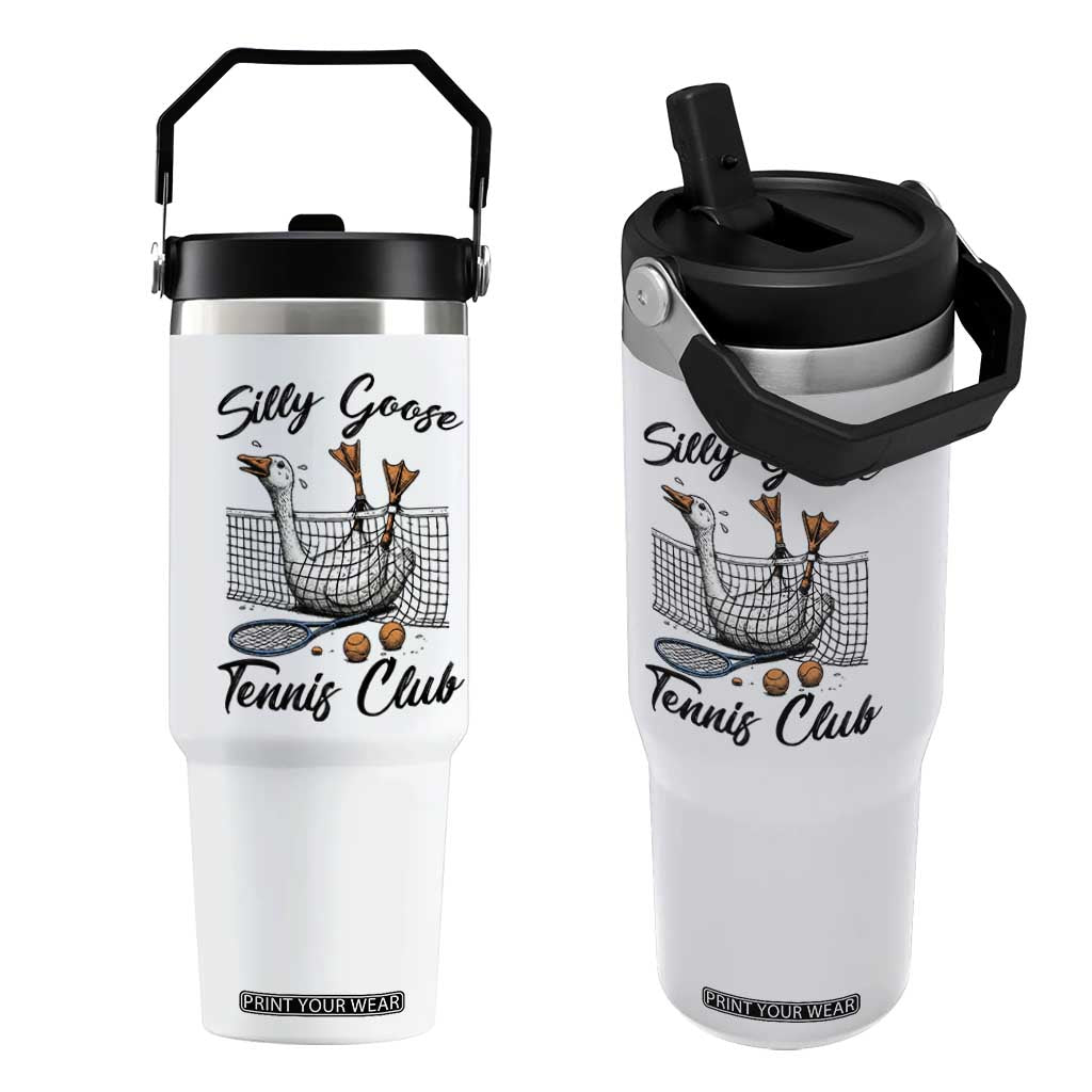 Funny Silly Goose Tennis Club Flip Straw Tumbler Tennis Lover Gift TS12 One Size: 30 oz White Print Your Wear