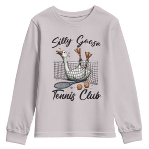 Funny Silly Goose Tennis Club Youth Sweatshirt Tennis Lover Gift TS12 Ice Gray Print Your Wear