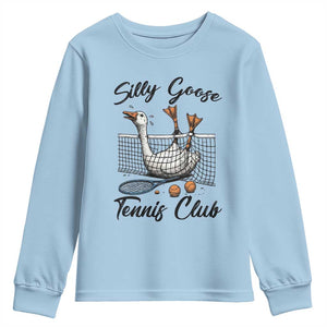 Funny Silly Goose Tennis Club Youth Sweatshirt Tennis Lover Gift TS12 Light Blue Print Your Wear