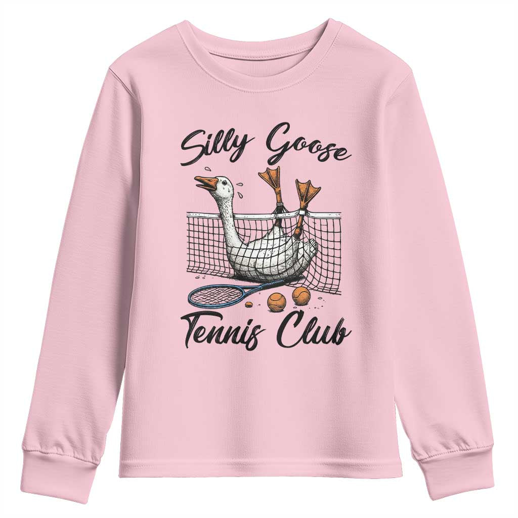 Funny Silly Goose Tennis Club Youth Sweatshirt Tennis Lover Gift TS12 Light Pink Print Your Wear