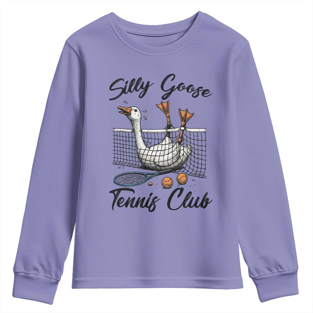 Funny Silly Goose Tennis Club Youth Sweatshirt Tennis Lover Gift TS12 Violet Print Your Wear