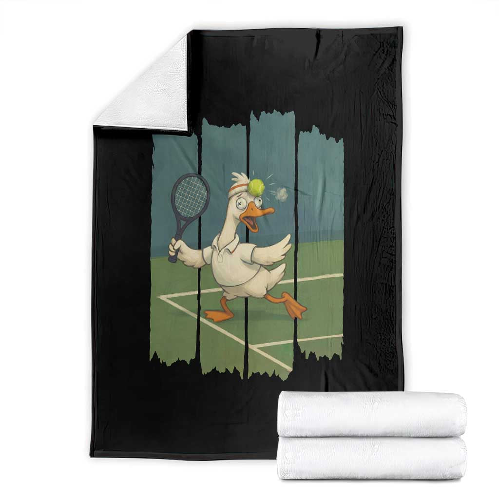 Silly Goose Playing Tennis Throw Blanket Funny Bird Getting Hit By Ball TS12 Black Print Your Wear