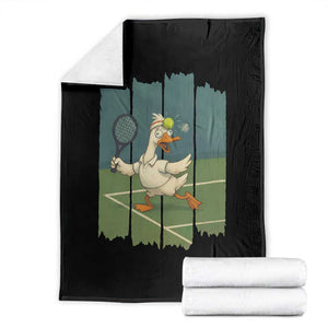 Silly Goose Playing Tennis Throw Blanket Funny Bird Getting Hit By Ball TS12 Black Print Your Wear