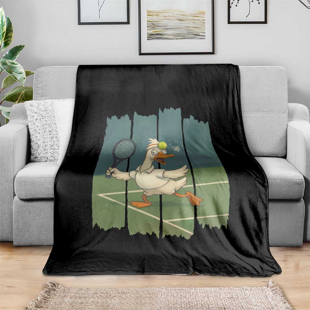 Silly Goose Playing Tennis Throw Blanket Funny Bird Getting Hit By Ball TS12 Print Your Wear