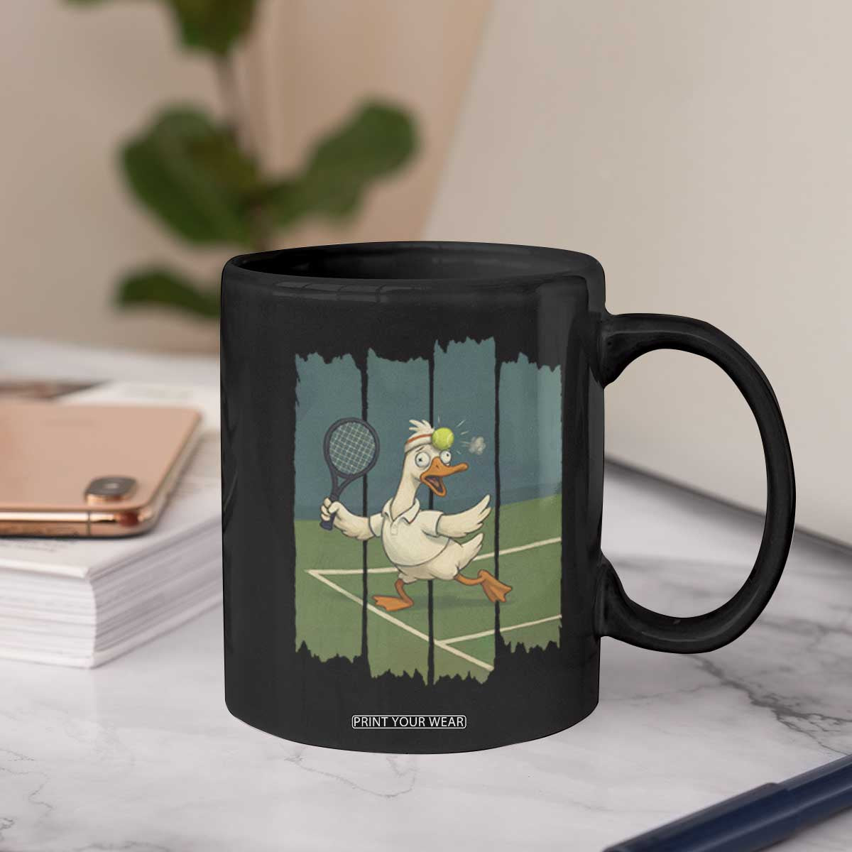 Silly Goose Playing Tennis Coffee Mug Funny Bird Getting Hit By Ball TS12 Print Your Wear