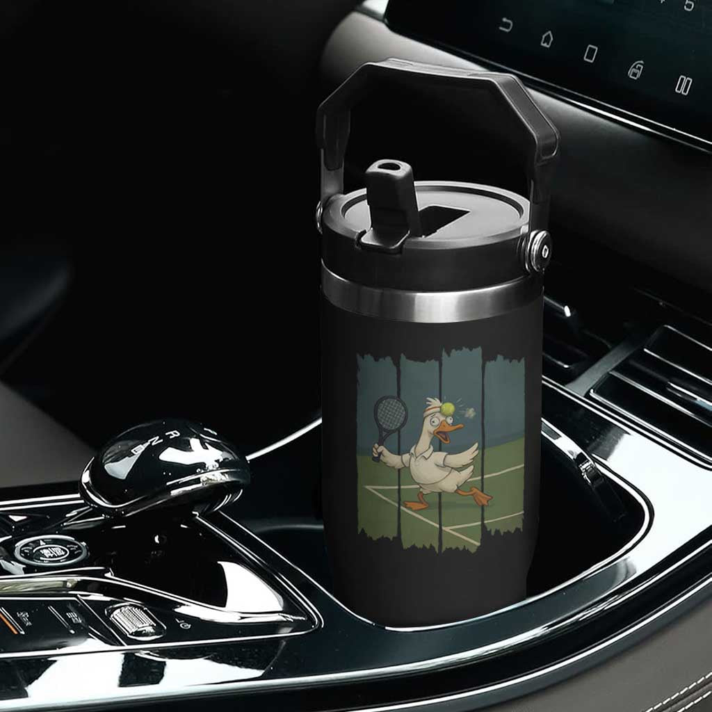 Silly Goose Playing Tennis Flip Straw Tumbler Funny Bird Getting Hit By Ball TS12 Print Your Wear
