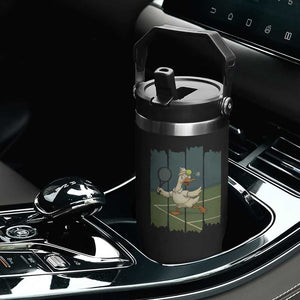 Silly Goose Playing Tennis Flip Straw Tumbler Funny Bird Getting Hit By Ball TS12 Print Your Wear