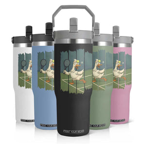 Silly Goose Playing Tennis Flip Straw Tumbler Funny Bird Getting Hit By Ball TS12 Print Your Wear