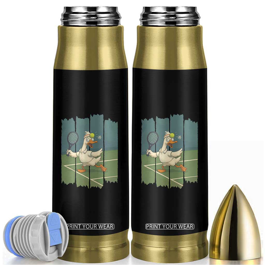 Silly Goose Playing Tennis Bullet Tumbler Funny Bird Getting Hit By Ball TS12 Black Print Your Wear