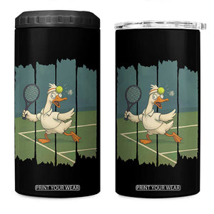 Silly Goose Playing Tennis 4 in 1 Can Cooler Tumbler Funny Bird Getting Hit By Ball TS12 One Size: 16 oz Black Print Your Wear