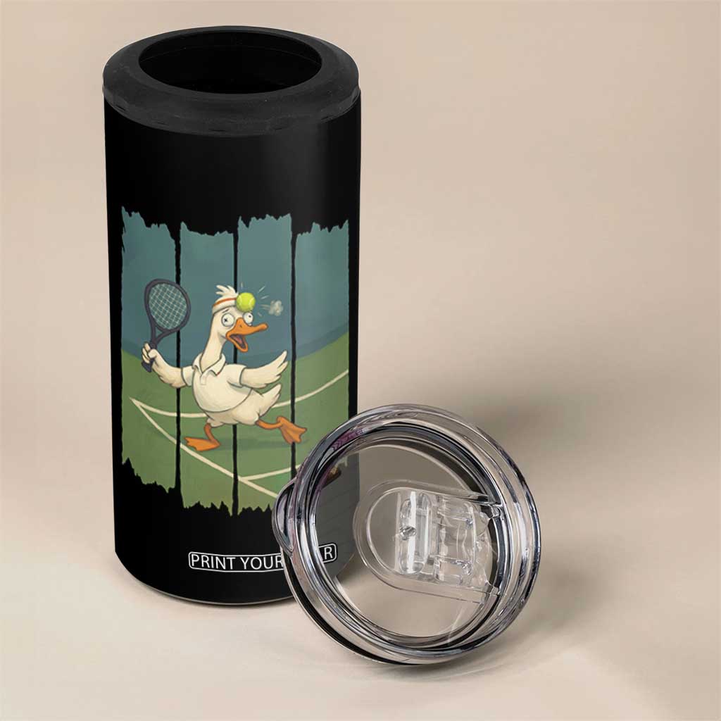 Silly Goose Playing Tennis 4 in 1 Can Cooler Tumbler Funny Bird Getting Hit By Ball TS12 Print Your Wear