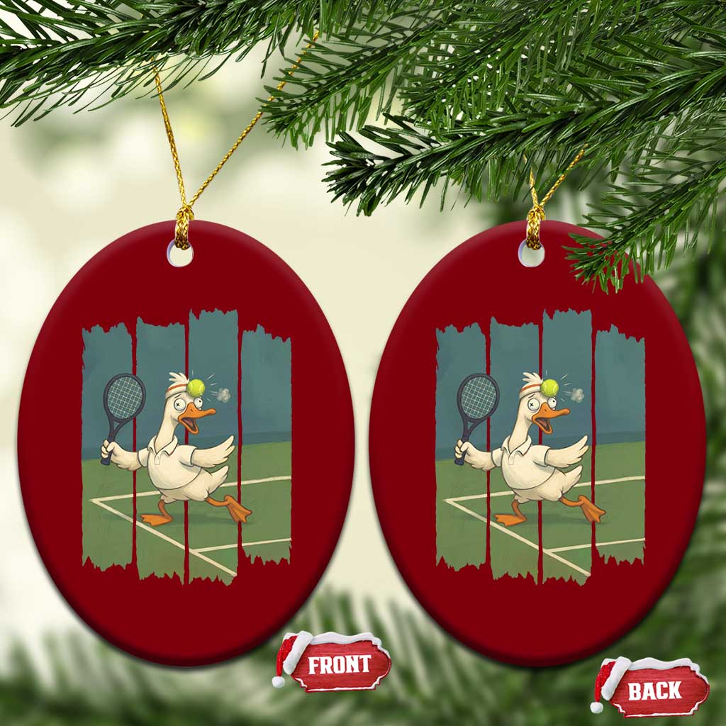 Silly Goose Playing Tennis Ceramic Ornament Funny Bird Getting Hit By Ball TS12 Print Your Wear