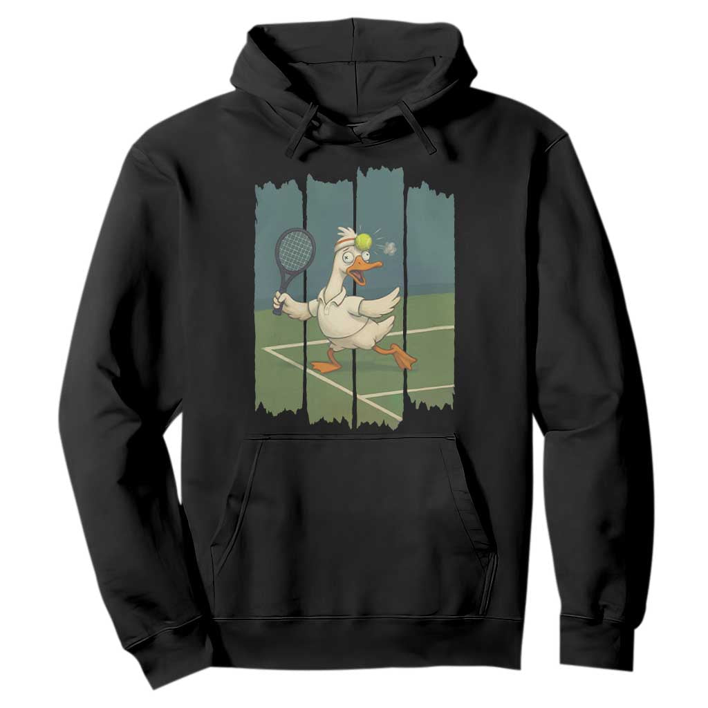 Silly Goose Playing Tennis Hoodie Funny Bird Getting Hit By Ball TS12 Black Print Your Wear