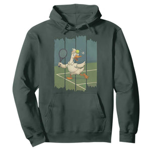 Silly Goose Playing Tennis Hoodie Funny Bird Getting Hit By Ball TS12 Dark Forest Green Print Your Wear