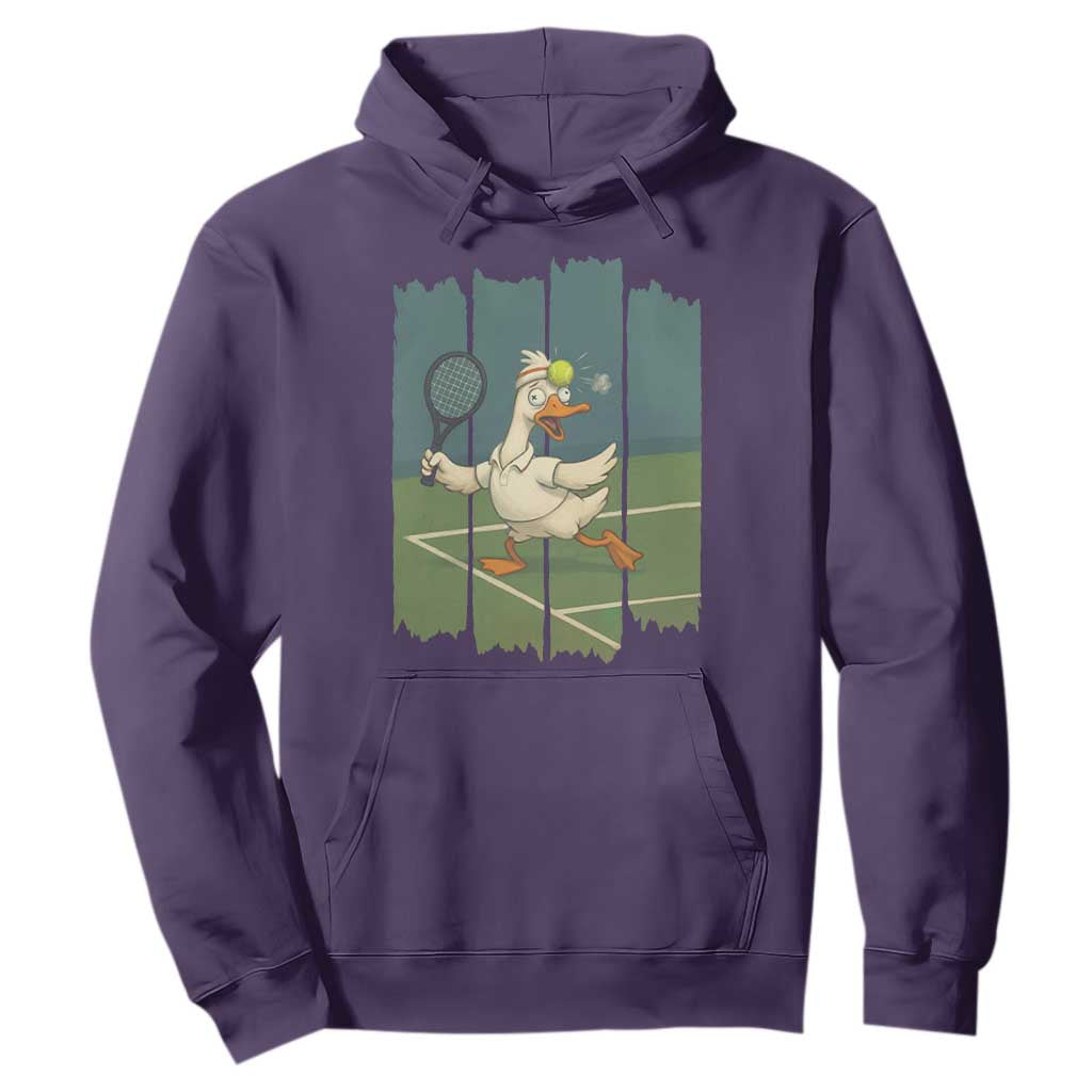 Silly Goose Playing Tennis Hoodie Funny Bird Getting Hit By Ball TS12 Purple Print Your Wear