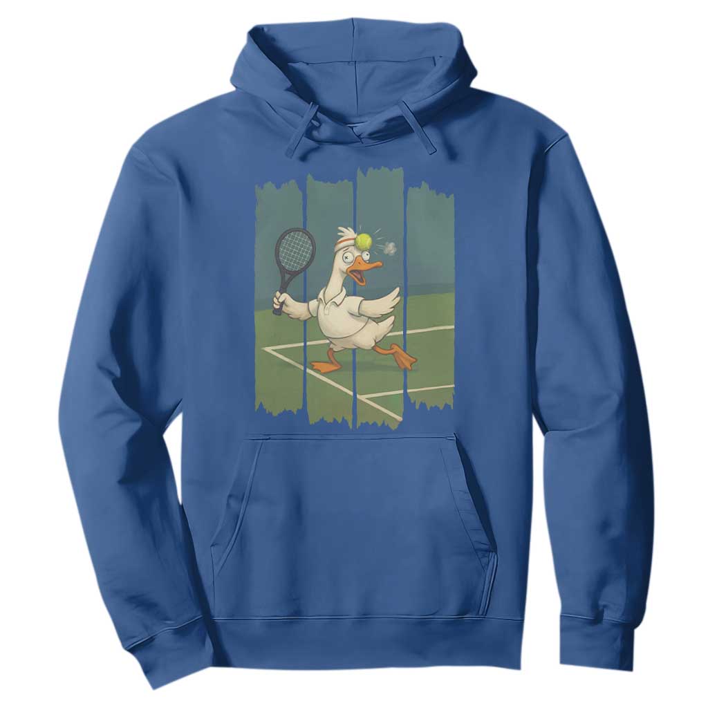 Silly Goose Playing Tennis Hoodie Funny Bird Getting Hit By Ball TS12 Royal Blue Print Your Wear