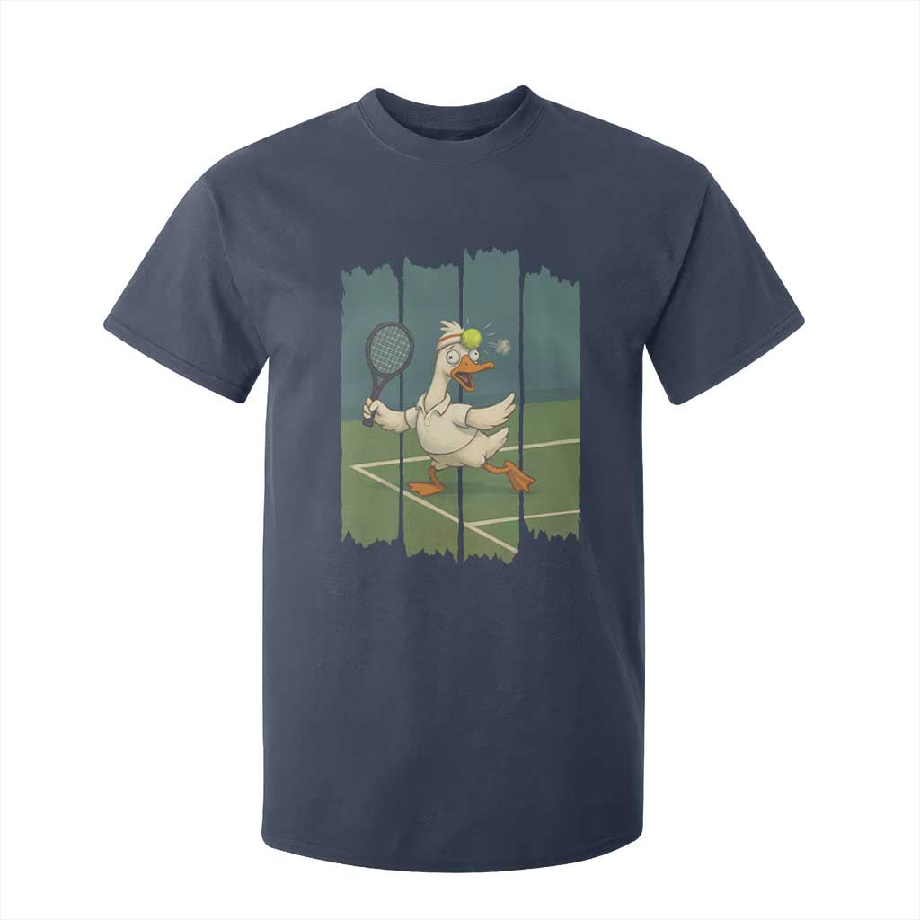 Silly Goose Playing Tennis T Shirt For Kid Funny Bird Getting Hit By Ball TS12 Navy Print Your Wear