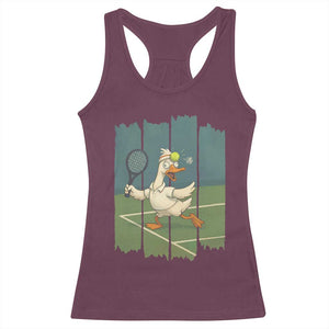 Silly Goose Playing Tennis Racerback Tank Top Funny Bird Getting Hit By Ball TS12 Maroon Print Your Wear