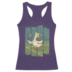 Silly Goose Playing Tennis Racerback Tank Top Funny Bird Getting Hit By Ball TS12 Purple Print Your Wear