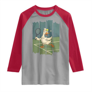 Silly Goose Playing Tennis Raglan Shirt Funny Bird Getting Hit By Ball TS12 Sport Gray Red Print Your Wear