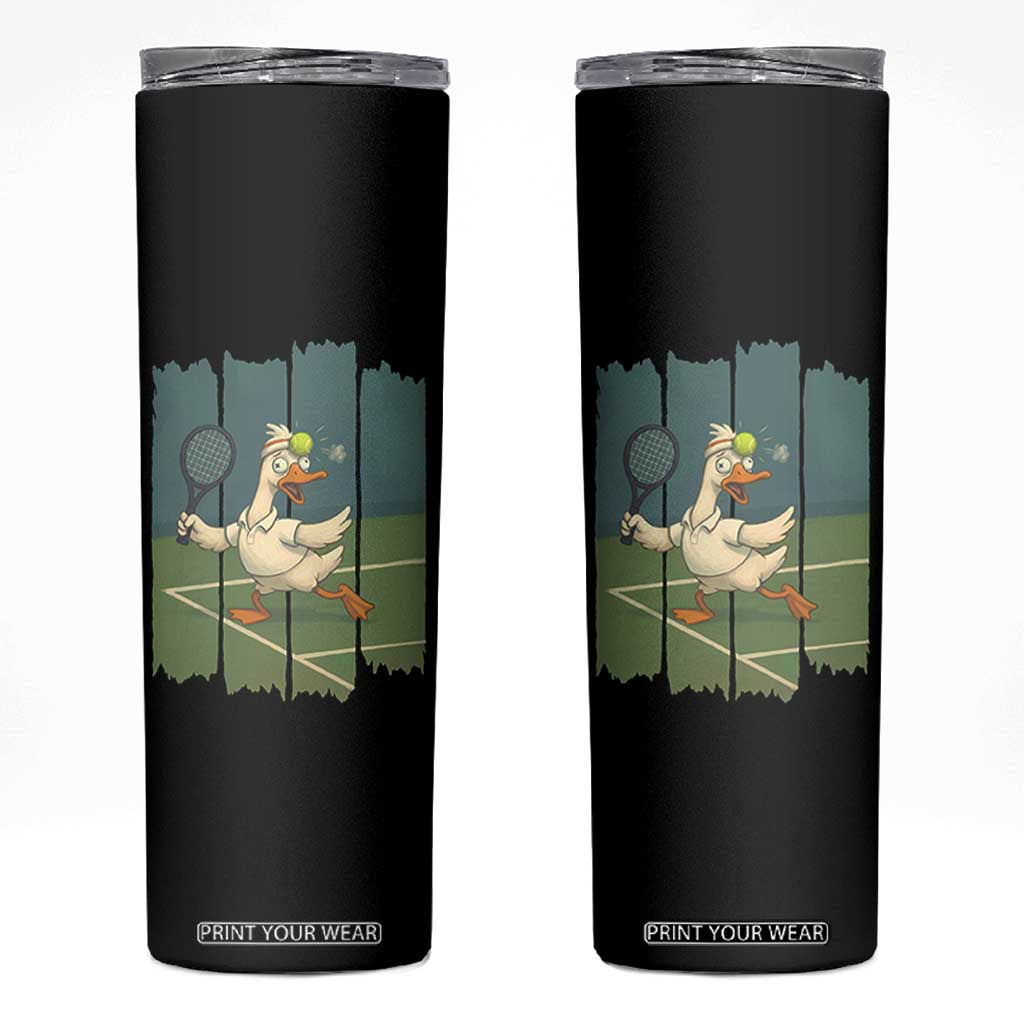 Silly Goose Playing Tennis Skinny Tumbler Funny Bird Getting Hit By Ball TS12 Black Print Your Wear
