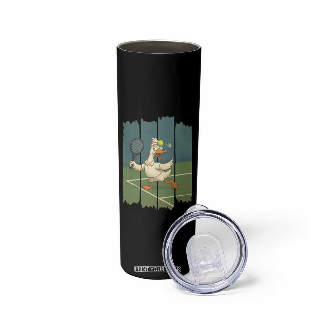 Silly Goose Playing Tennis Skinny Tumbler Funny Bird Getting Hit By Ball TS12 Print Your Wear
