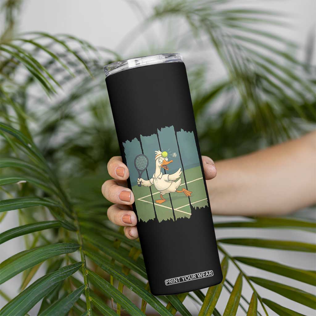 Silly Goose Playing Tennis Skinny Tumbler Funny Bird Getting Hit By Ball TS12 Print Your Wear