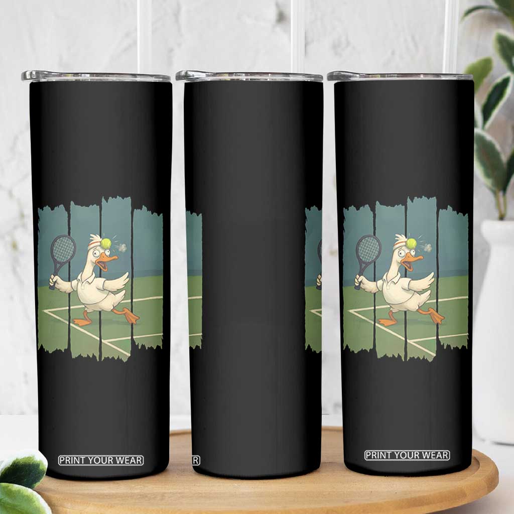 Silly Goose Playing Tennis Skinny Tumbler Funny Bird Getting Hit By Ball TS12 Print Your Wear